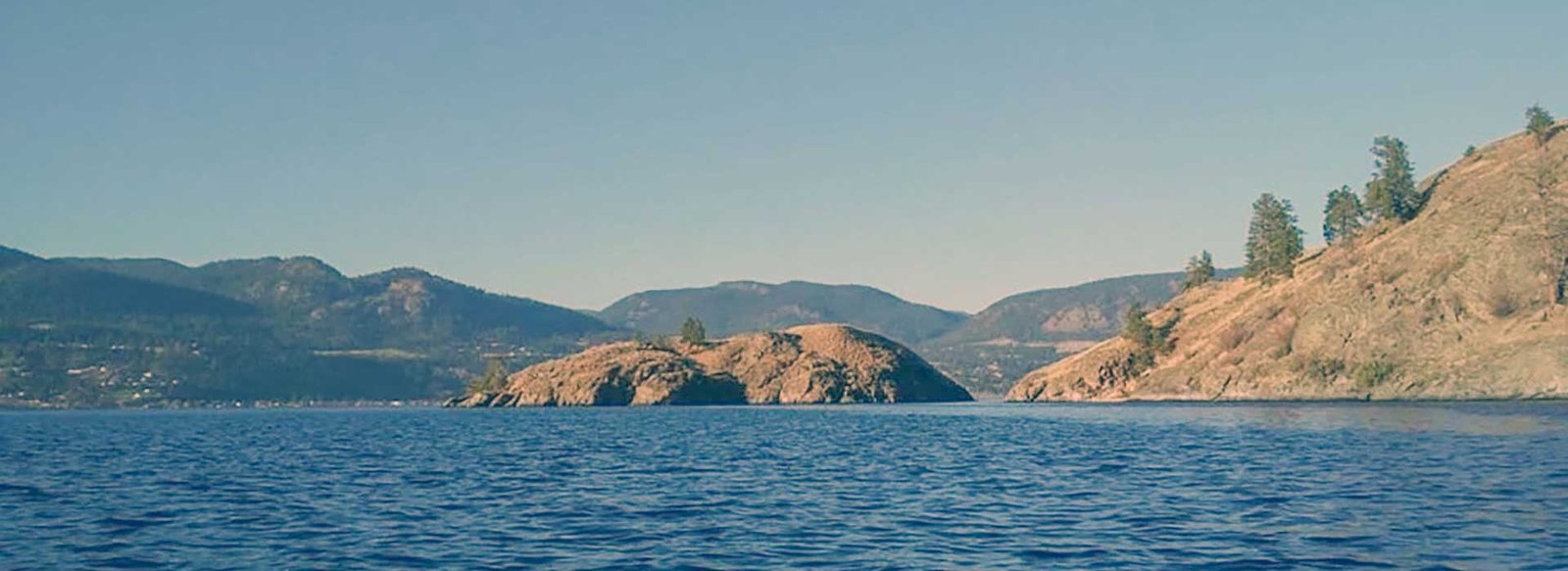 View of Rattlesnake Island from the boat. okanagan mountain park